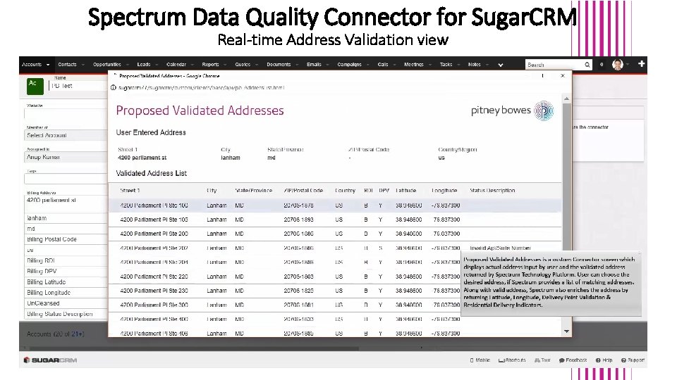 Spectrum Data Quality Connector for Sugar. CRM Real-time Address Validation view Spectrum Data Quality Connector for Sugar. CRM Real-time Address Validation view