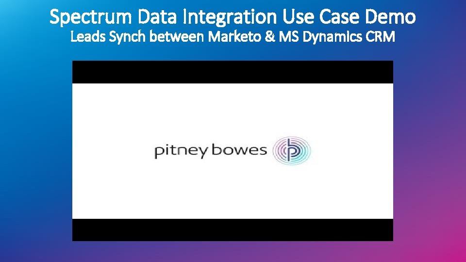 Spectrum Data Integration Use Case Demo Leads Synch between Marketo & MS Dynamics CRM Spectrum Data Integration Use Case Demo Leads Synch between Marketo & MS Dynamics CRM