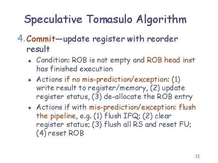 Lecture 7 Speculative Execution and Recovery using Reorder