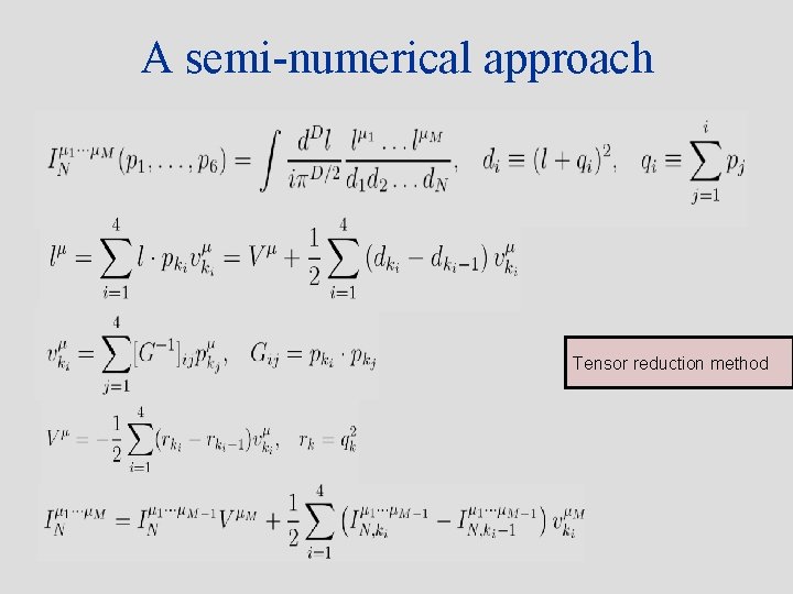 A semi-numerical approach Tensor reduction method 