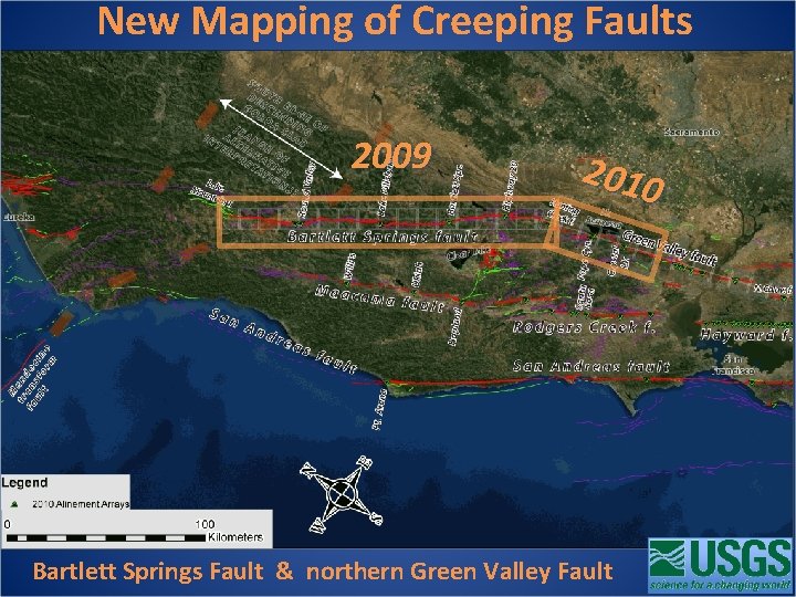 New Mapping of Creeping Faults 2009 2010 Bartlett Springs Fault & northern Green Valley