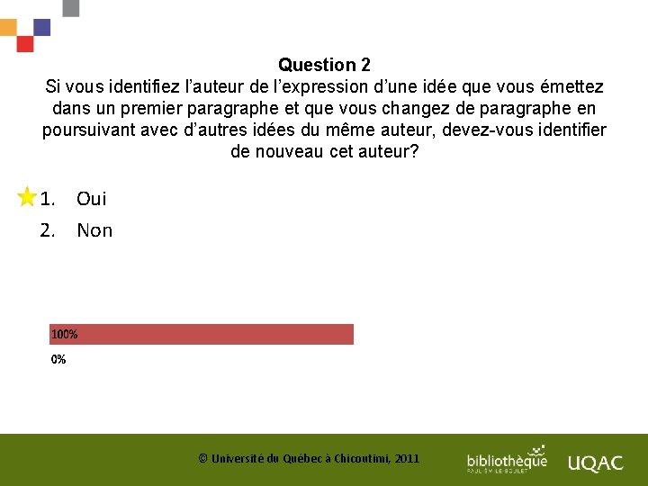 Question 2 Si vous identifiez l’auteur de l’expression d’une idée que vous émettez dans
