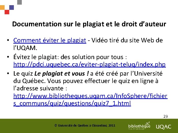 Documentation sur le plagiat et le droit d’auteur • Comment éviter le plagiat -