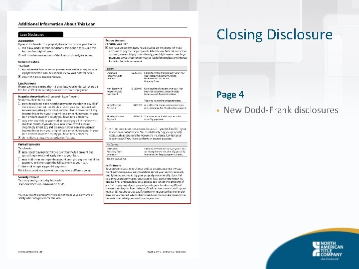 Closing Disclosure Page 4 § New Dodd-Frank disclosures 