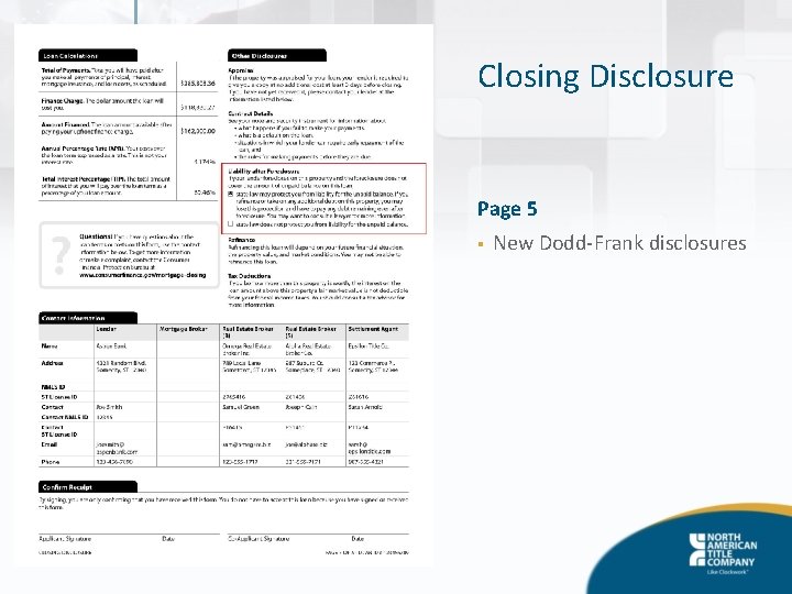 Closing Disclosure Page 5 § New Dodd-Frank disclosures 