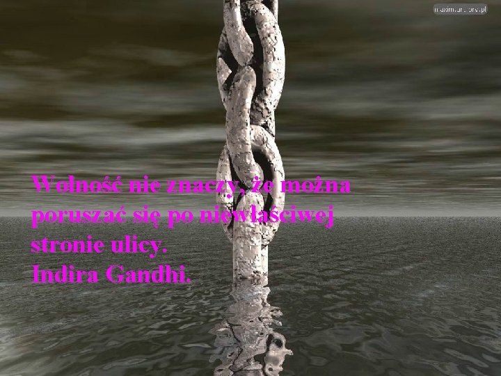 Wolność nie znaczy, że można poruszać się po niewłaściwej stronie ulicy. Indira Gandhi. 