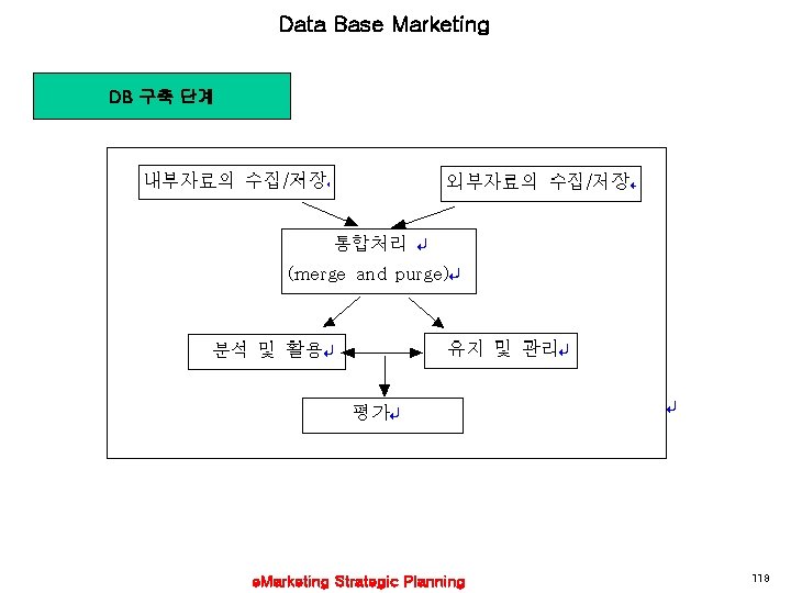 Data Base Marketing DB 구축 단계 e. Marketing Strategic Planning 118 