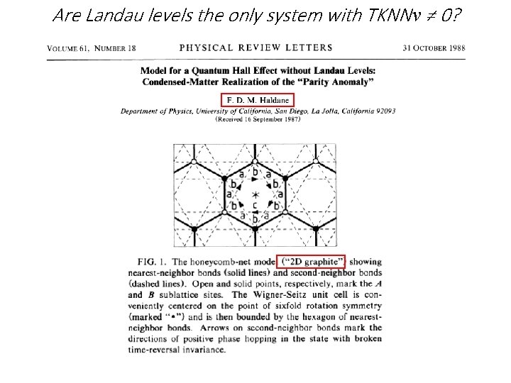 Are Landau levels the only system with TKNN ν ≠ 0? 