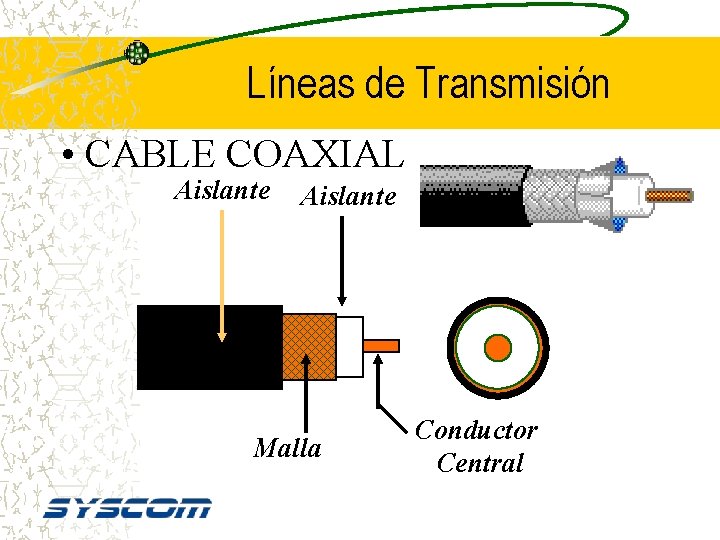 Líneas de Transmisión • CABLE COAXIAL Aislante Malla Conductor Central 