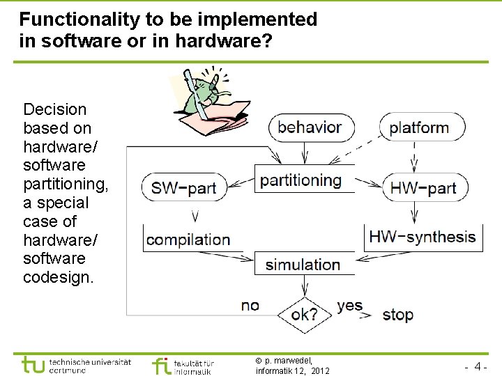 Functionality to be implemented in software or in hardware? Decision based on hardware/ software