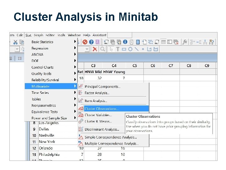 Cluster Analysis in Minitab 