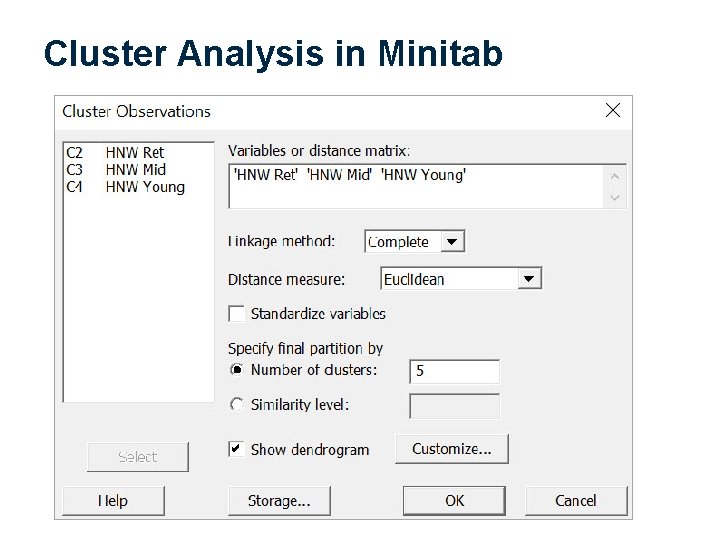 Cluster Analysis in Minitab 