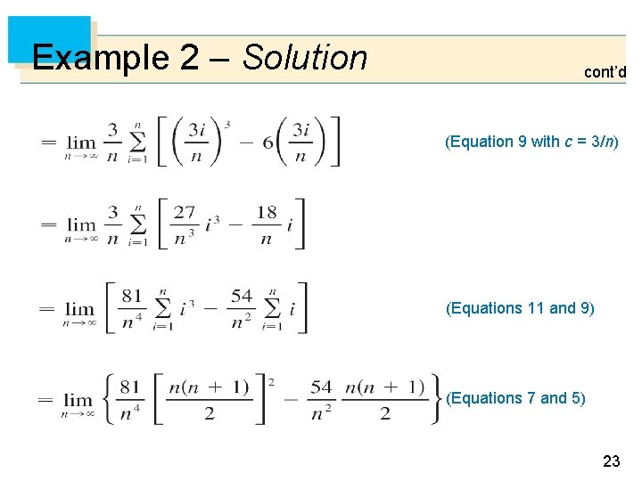 Example 2 – Solution cont’d (Equation 9 with c = 3/n) (Equations 11 and