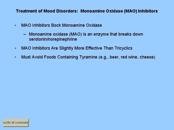 Treatment of Mood Disorders: Monoamine Oxidase (MAO) Inhibitors • MAO Inhibitors Bock Monoamine Oxidase