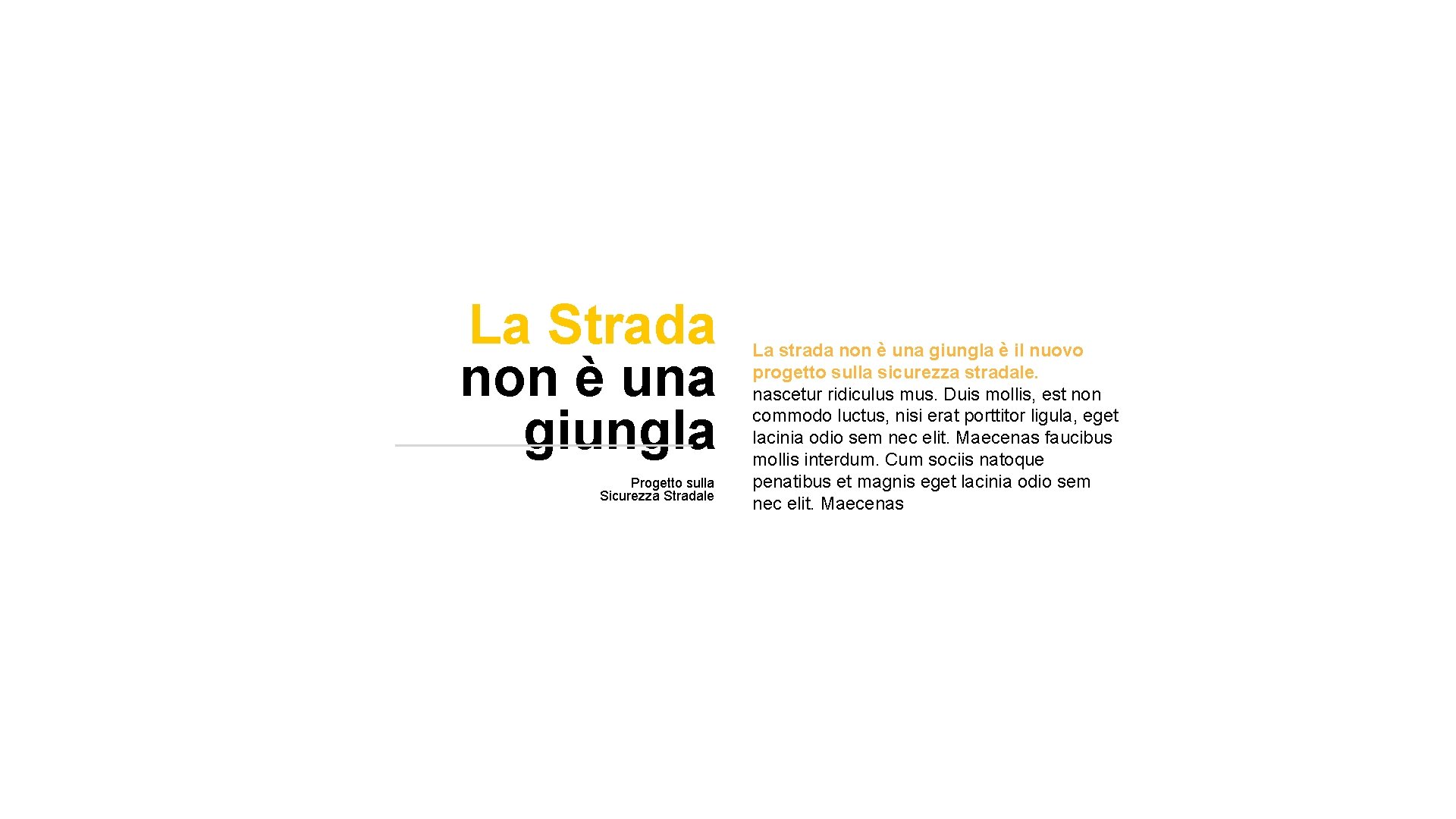 La Strada non è una giungla Progetto sulla Sicurezza Stradale LA STRADA NON E’ La Strada non è una giungla Progetto sulla Sicurezza Stradale LA STRADA NON E’