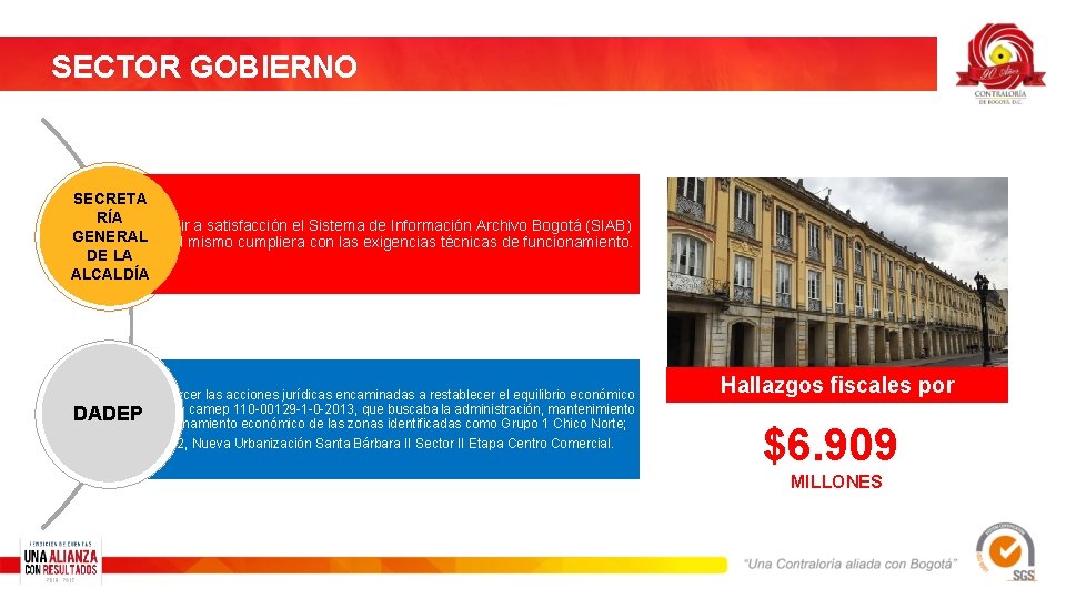 SECTOR GOBIERNO SECRETA RÍA Por recibir a satisfacción el Sistema de Información Archivo Bogotá