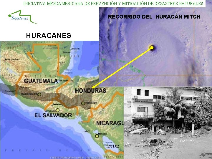 INICIATIVA MESOAMERICANA DE PREVENCIÓN Y MITIGACIÓN DE DESASTRES NATURALES RECORRIDO DEL HURACÁN MITCH HURACANES INICIATIVA MESOAMERICANA DE PREVENCIÓN Y MITIGACIÓN DE DESASTRES NATURALES RECORRIDO DEL HURACÁN MITCH HURACANES