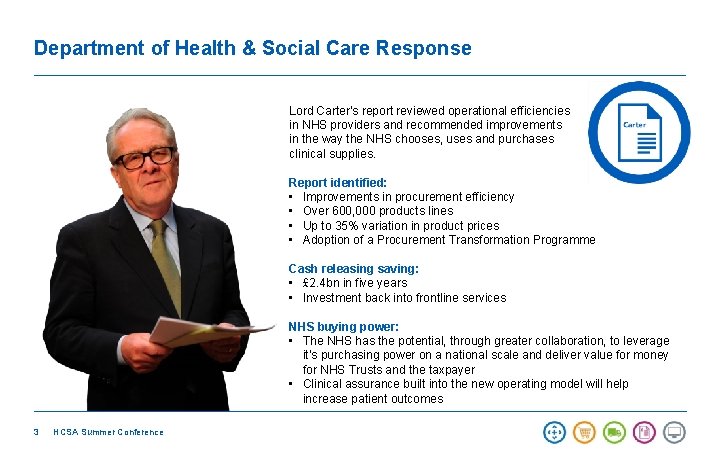 Department of Health & Social Care Response Lord Carter’s report reviewed operational efficiencies in