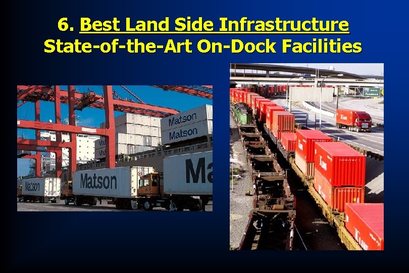 6. Best Land Side Infrastructure State-of-the-Art On-Dock Facilities 