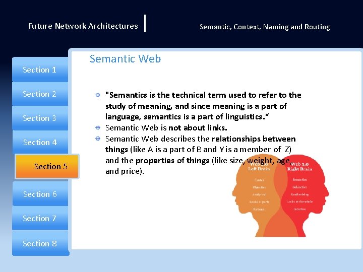 Future Network Architectures Section 1 Section 2 Section 3 Section 4 Section 5 Section