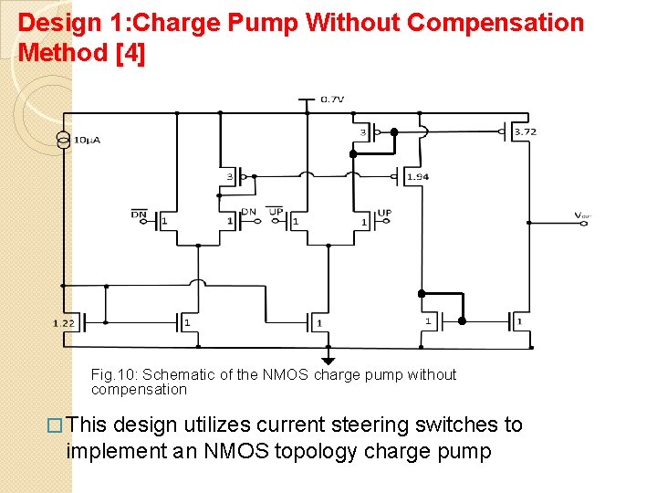 Design 1: Charge Pump Without Compensation Method [4] Fig. 10: Schematic of the NMOS
