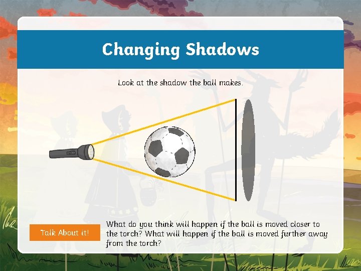 Changing Shadows Look at the shadow the ball makes. Talk About it! What do