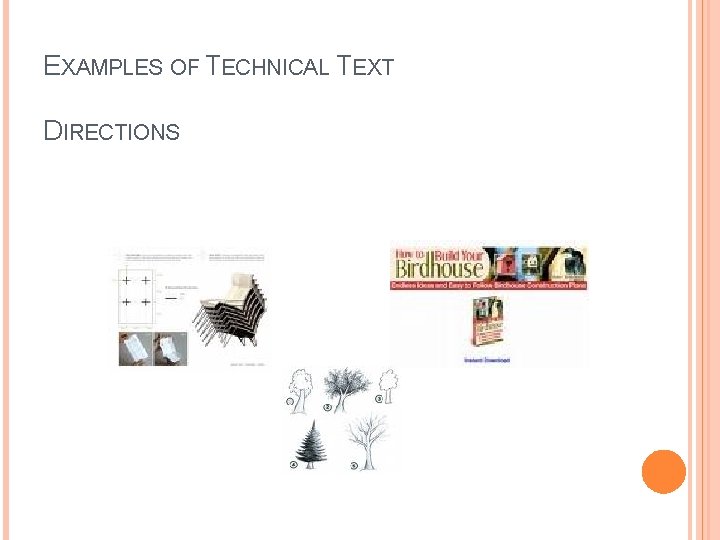 EXAMPLES OF TECHNICAL TEXT DIRECTIONS 