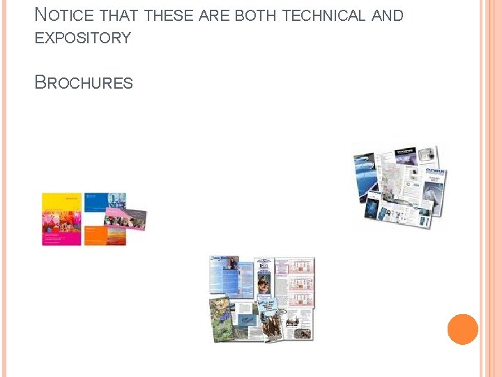 NOTICE THAT THESE ARE BOTH TECHNICAL AND EXPOSITORY BROCHURES 