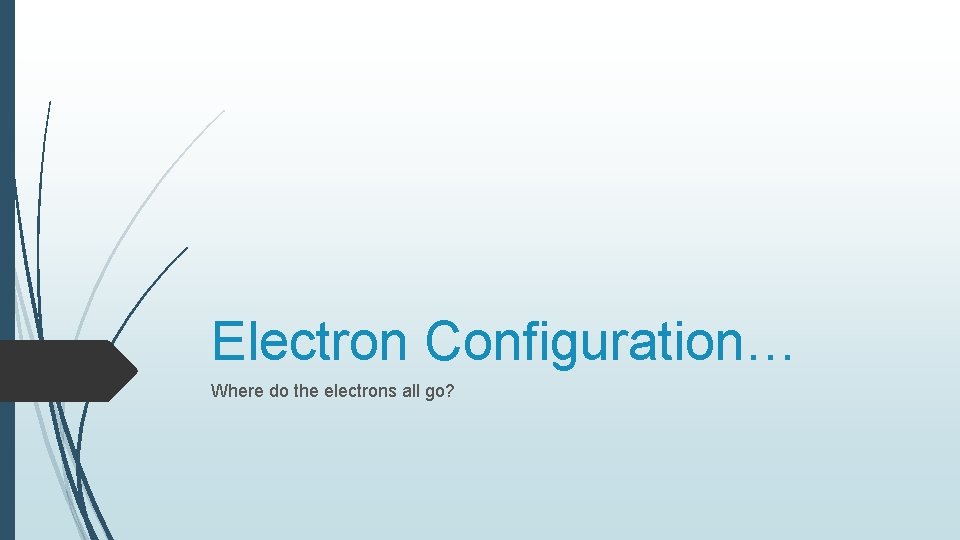 Electron Configuration… Where do the electrons all go? 