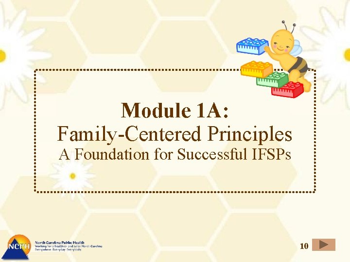 Module 1 A: Family-Centered Principles A Foundation for Successful IFSPs 10 