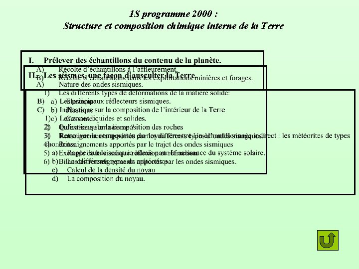 1 S programme 2000 : Structure et composition chimique interne de la Terre 