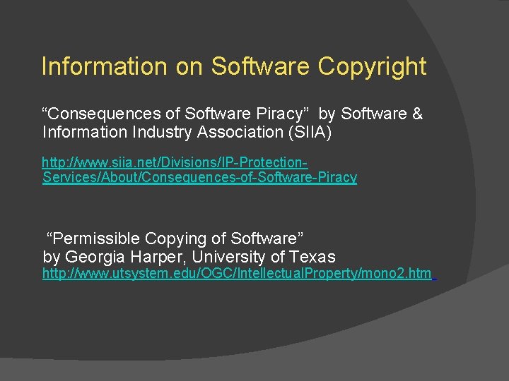 Information on Software Copyright “Consequences of Software Piracy” by Software & Information Industry Association