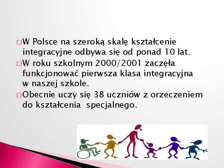�W Polsce na szeroką skalę kształcenie integracyjne odbywa się od ponad 10 lat. �