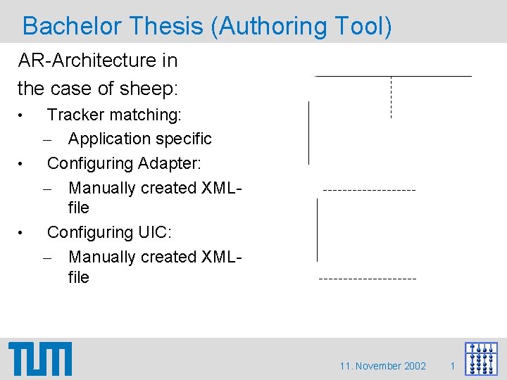 Bachelor Thesis (Authoring Tool) AR-Architecture in the case of sheep: • • • Tracker Bachelor Thesis (Authoring Tool) AR-Architecture in the case of sheep: • • • Tracker