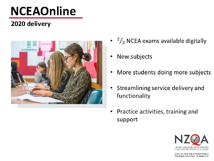 NCEAOnline 2020 delivery 