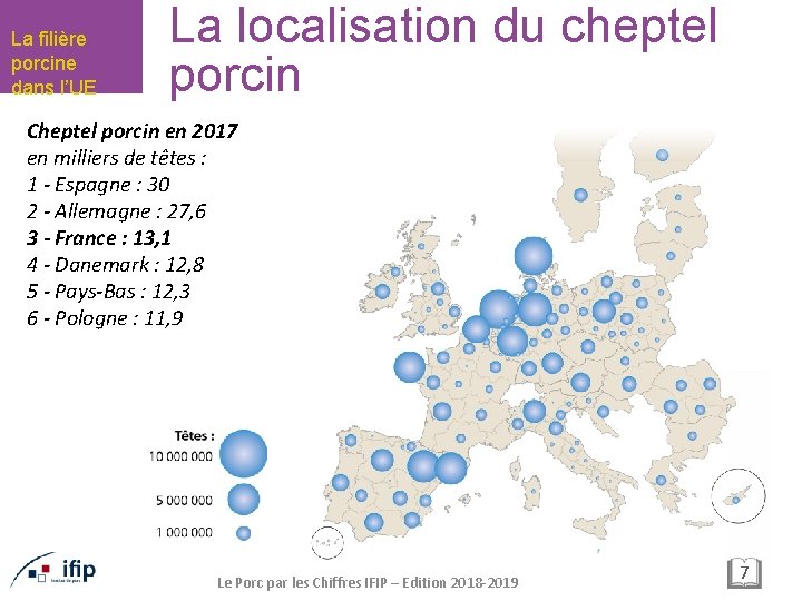 La filière porcine dans l’UE La localisation du cheptel porcin Cheptel porcin en 2017