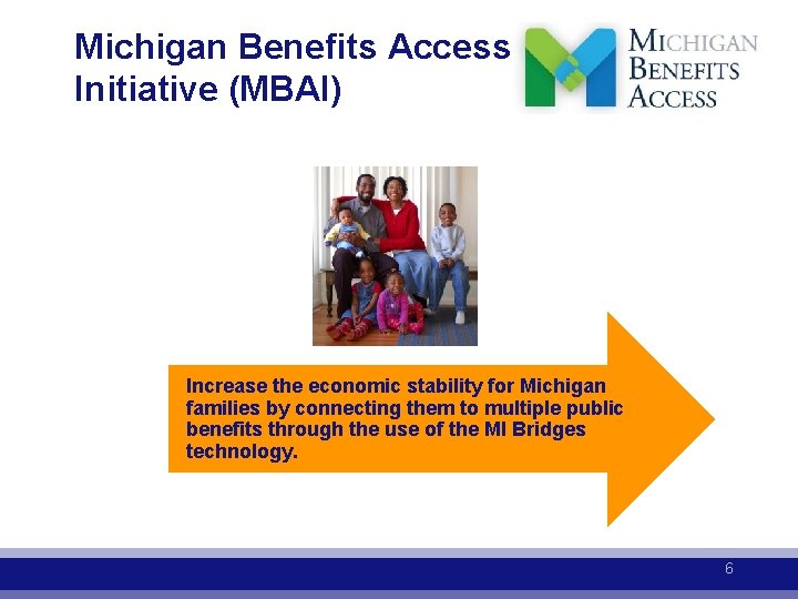 Michigan Benefits Access Initiative (MBAI) Increase the economic stability for Michigan families by connecting