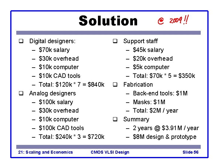 Solution q Digital designers: – $70 k salary – $30 k overhead – $10 Solution q Digital designers: – $70 k salary – $30 k overhead – $10