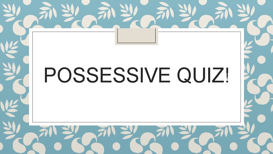 POSSESSIVE QUIZ! 