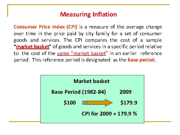 Measuring Inflation Consumer Price Index (CPI) is a measure of the average change over