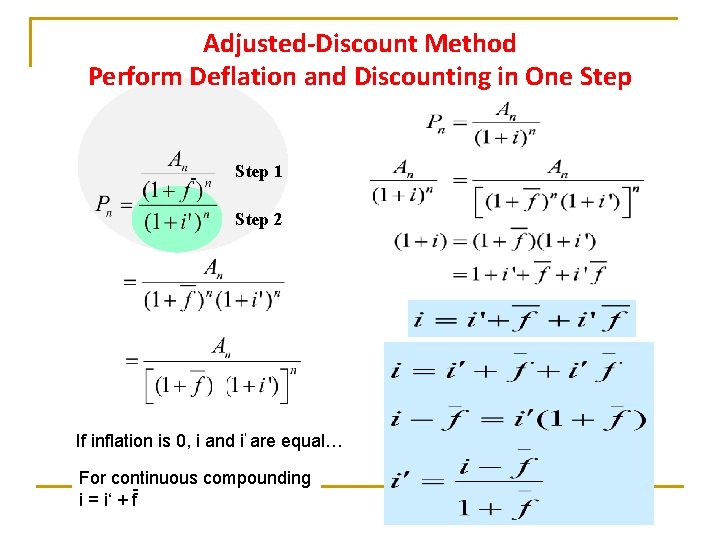 Adjusted-Discount Method Perform Deflation and Discounting in One Step - Step 1 Step 2