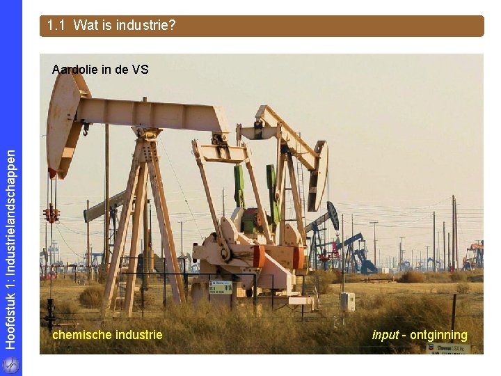 1. 1 Wat is industrie? Hoofdstuk 1: Industrielandschappen Aardolie in de VS chemische industrie