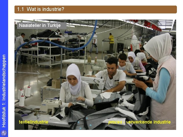 1. 1 Wat is industrie? Hoofdstuk 1: Industrielandschappen Naaiatelier in Turkije textielindustrie proces -