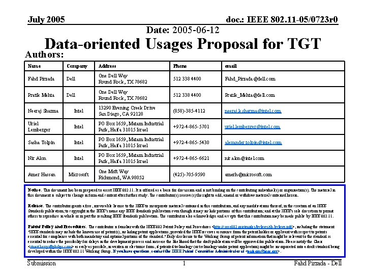 July 2005 Date: 2005 -06 -12 doc. : IEEE 802. 11 -05/0723 r 0