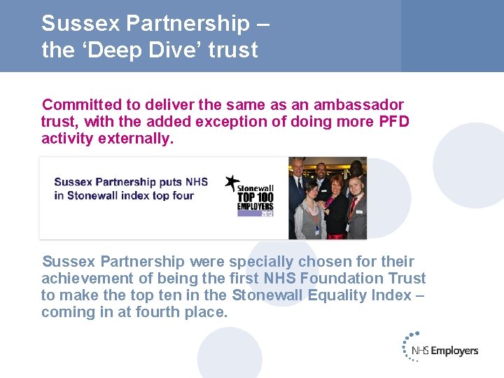 Sussex Partnership – the ‘Deep Dive’ trust Committed to deliver the same as an