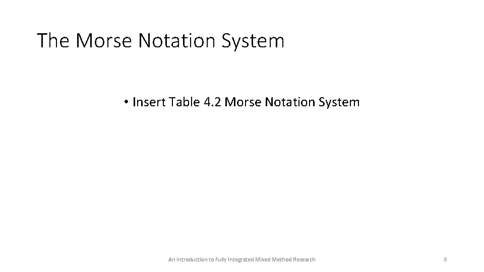 The Morse Notation System • Insert Table 4. 2 Morse Notation System An Introduction