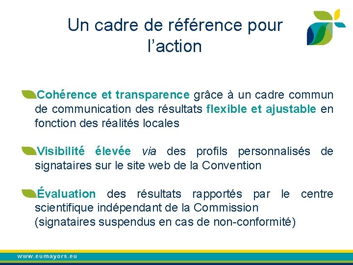 Un cadre de référence pour l’action Cohérence et transparence grâce à un cadre commun