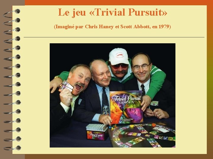 Le jeu «Trivial Pursuit» (Imaginé par Chris Haney et Scott Abbott, en 1979) 