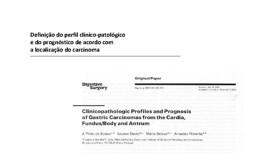 Definição do perfil clínico-patológico e do prognóstico de acordo com a localização do carcinoma