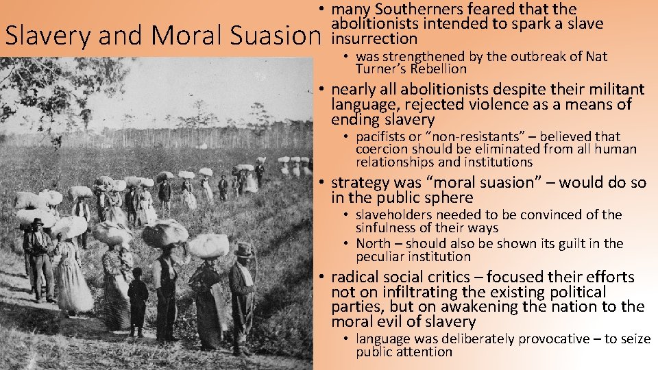  • many Southerners feared that the abolitionists intended to spark a slave insurrection